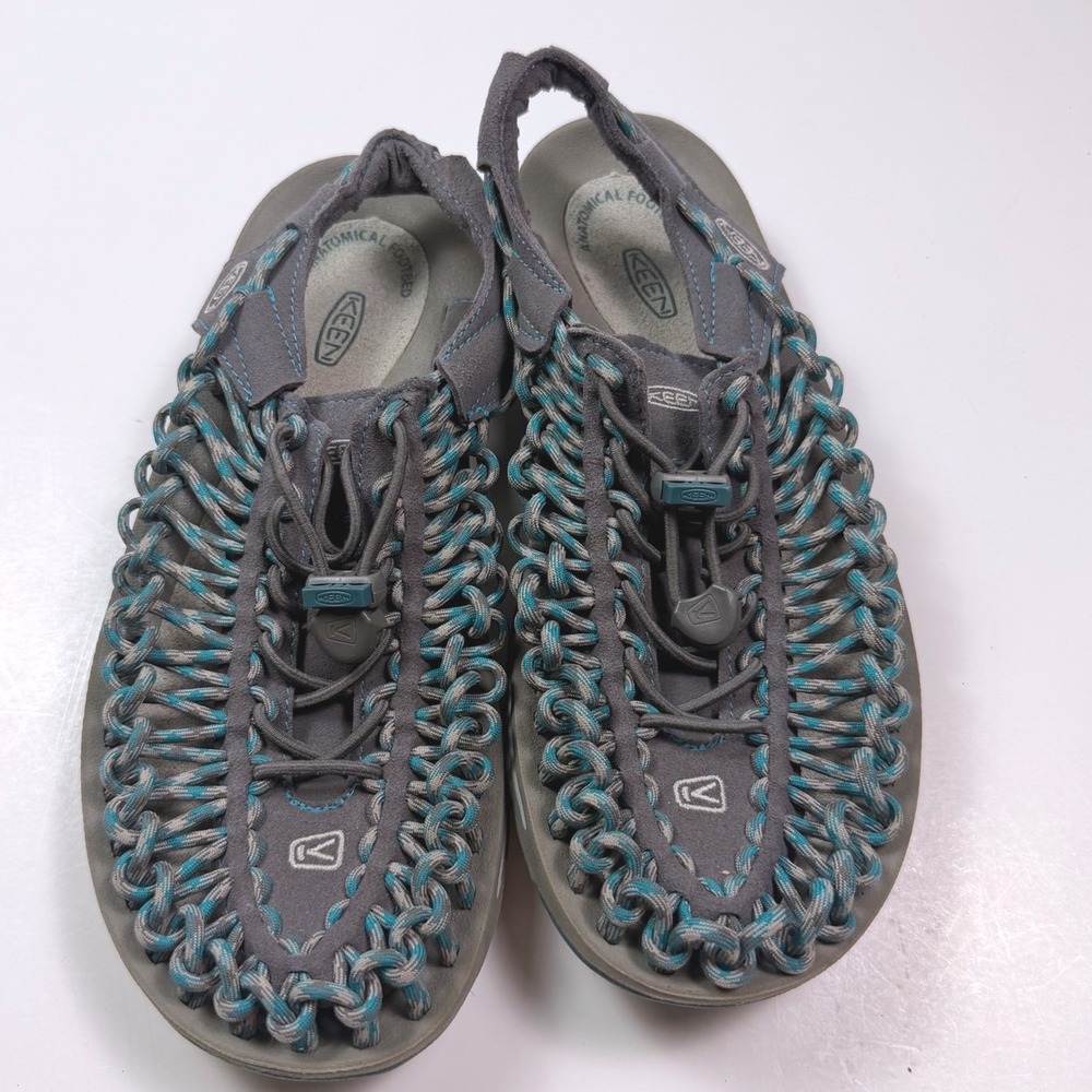 Keen Uneek Grey Teal Cord Hybrid Sandals Womens 8 Hiking Walking Trail Outdoors